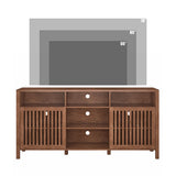 BVIUNTWO Farmhouse Brown TV Stand with Grille Doors, 5 Open Storage Compartments, 65" Media Console with Adjustable Shelves for Living Room BVIUNTWO