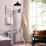 VASAGLE Coat Rack Free Standing with 11 Hooks, Wooden Hall Tree Coat Hat Tree Coat Holder with Solid Rubberwood Base for Coat, Hat, Clothes, Scarves, Handbags, Umbrella, White URCR005W02 VASAGLE
