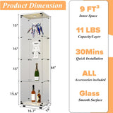 lunhung 4-Shelf Glass Display Cabinet with LED Lights & Lock, Glass Curio Cabinet w/Tempered Glass Single Door, Collection Display Case Bookshelf for Living Room 64.7" Hx 16.7" Wx 14.3" D(White) lunhung