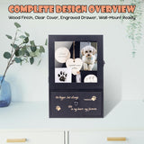 Pet Memorial Shadow Box 9"x13.4" with Deep Drawer, Keepsake Kit and Paw Print Set – Sympathy Display Frame for Dog & Cat in Loving Memory DigNew