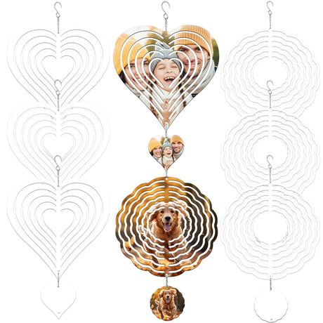 6 Pcs Sublimation Wind Spinner Blanks 6 inch 3D Aluminum Metal Blanks Products Round Sublimation Wind Spinners DIY Hanging Wind Spinner Ornaments for Yard Garden Indoor Outdoor Porch Decoration HSLCGF