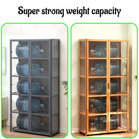 NENAGGE Curio Display Cabinet with Acrylic Doors for Collectibles Small Curio Cabinet 4 Tier 3 Tier Figures Display Case Toys Display Shelves Vitrina Storage Cabinet,Brown,4 Tier_Double Door NENAGGE