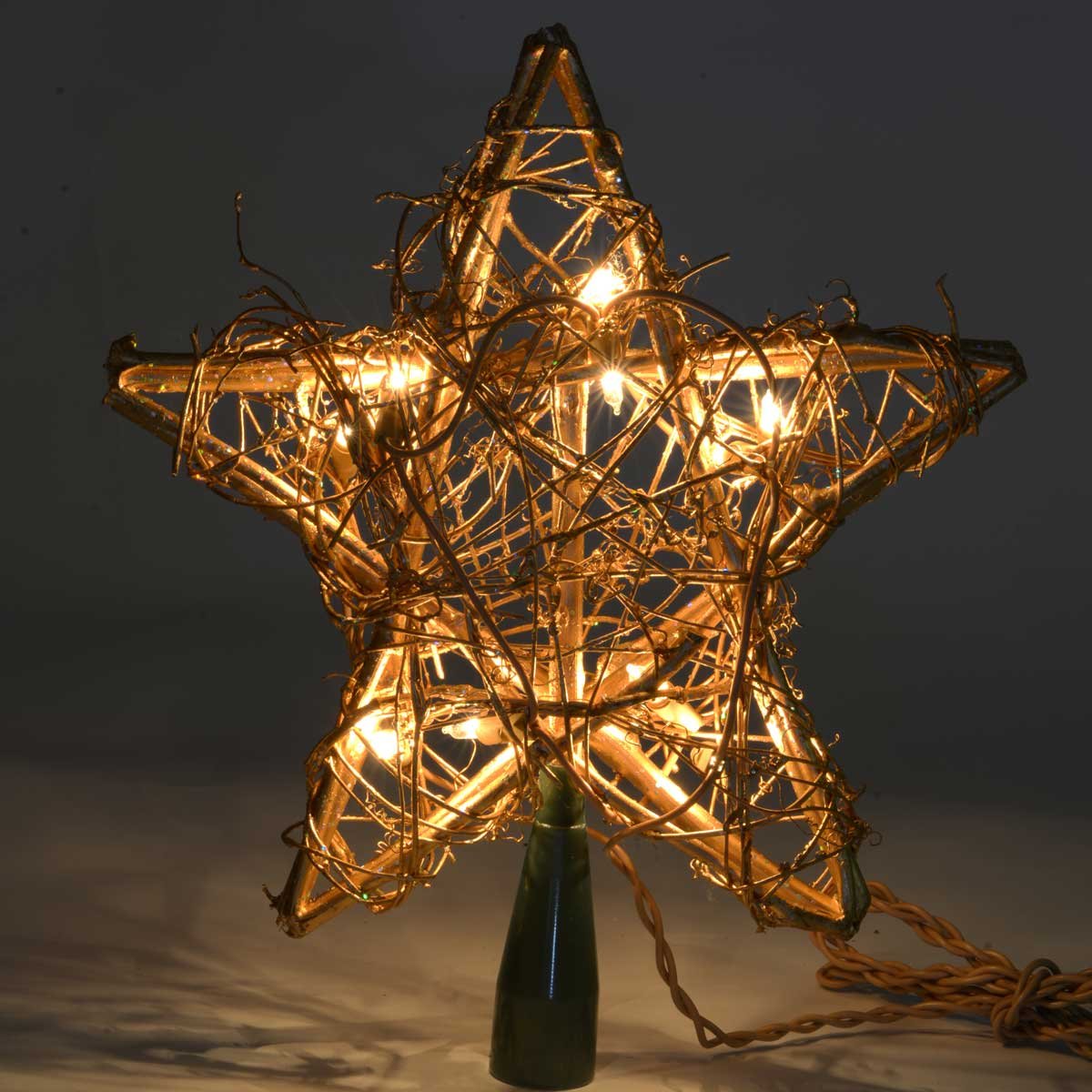 Kurt Adler 10 Light Indoor Rattan Gold Star Treetop Kurt S. Adler