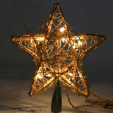 Kurt Adler 10 Light Indoor Rattan Gold Star Treetop Kurt S. Adler