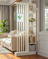 Wall Room Divider, Storage Cabinet Storage Display with Shelves, Modern Freestanding Wood Room Divider Screen, Wall Privacy Screens for Home Office Decorative (White,31.5" L x 9.5" W x 79.5" H) Kavie