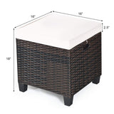 Tangkula 2 Pieces Outdoor Patio Ottoman, All Weather Rattan Wicker Ottoman Seat, Patio Rattan Furniture, Outdoor Footstool Footrest Seat w/Removable Cushions Tangkula
