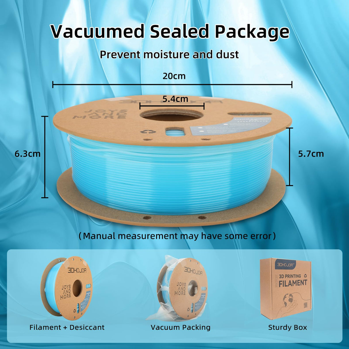 3DHoJor Transparent Multi Rainbow Color Gradient Change PLA 1.75mm 1KG 3D Printing Filament Crystal Rainbow PLA Clear PLA Filament with Cardboard Spool-Glacier 3DHoJor