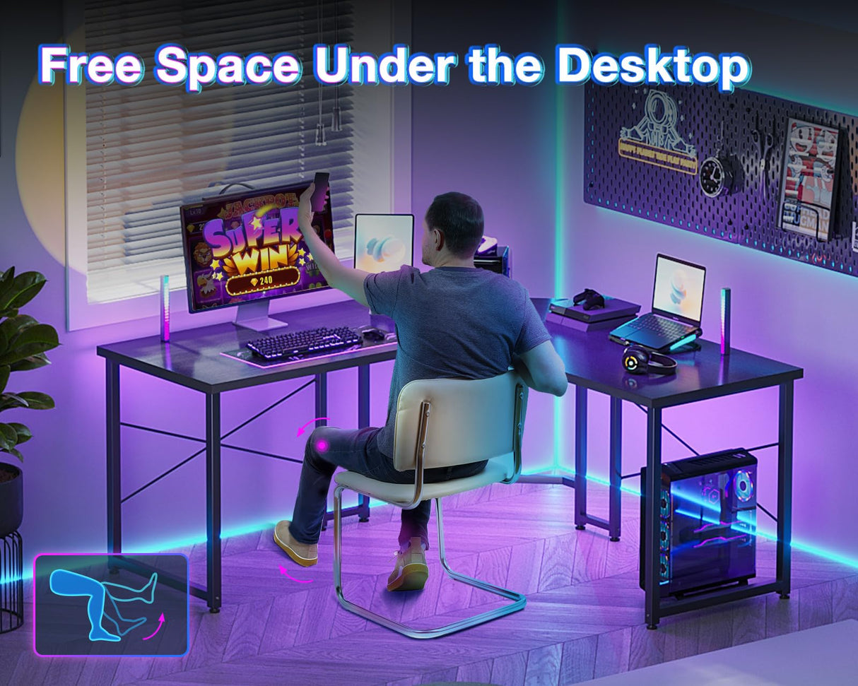 Casaottima L Shaped Gaming Desk, Corner Desk Gaming Table for Home Office, Computer Desk Sturdy Writing Workstation for Small Space, Easy to Assemble, 51 inch, Black Casaottima