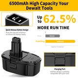 Powilling Innovation 6.5Ah Lithium-Ion Replacement Battery for Dewalt 18V XRP Ni-Cad Battery DC9096 DC9098 DC9099 DE9039 for Dewalt 18Volt Batteries Powilling