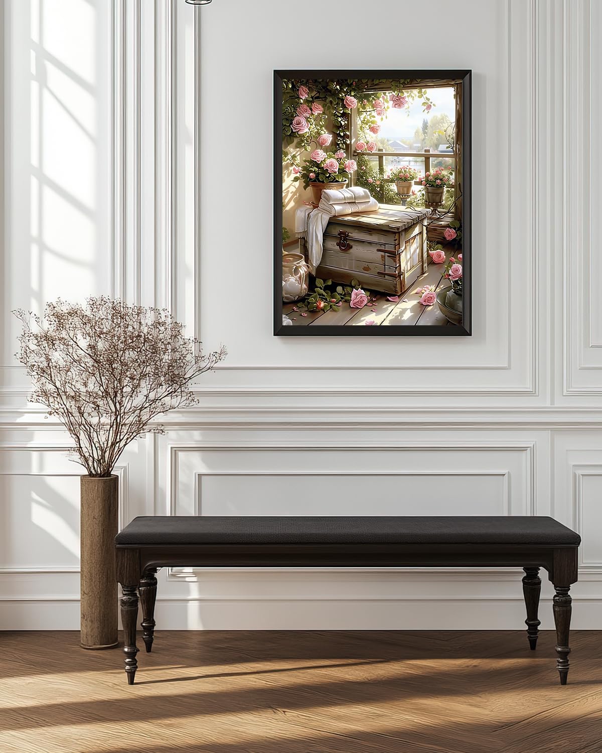 Rose Diamond Art Kits for Adults, Flowers Easy Crafts 5D Diamond Painting Dot Kit for Adult Beginners, Plant Flower DIY Round Dots Full Drill Diamonds Paintings Arts for Home Wall Decor Gifts 12X16 In Luckyrichrui