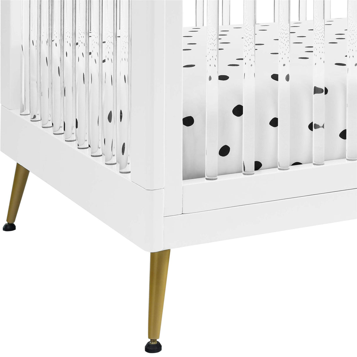 Delta Children Sloane 4-in-1 Acrylic Convertible Crib - Includes Conversion Rails, Bianca White w/Melted Bronze Delta Children