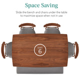 Best Choice Products 6-Piece Wooden Dining Set, Mid-Century Modern Table & Upholstered Chair Set w/Bench Seat, Rubberwood Legs - Walnut/Gray Best Choice Products