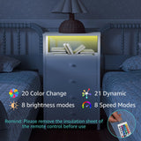 BOLUO Tall Night Stand with Drawers, White Nightstand with Charging Station and LED Light, Small White 4 Drawer Dresser for Bedroom, Room Storage Closet BOLUO