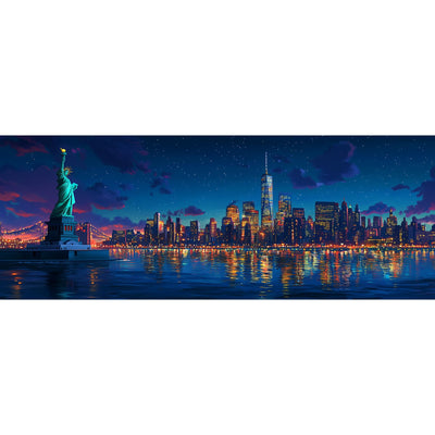 Reofrey Large Diamond Art Kits for Adults New York City, 30x80cm/12x31.5inch Full Drill Round Rhinestone Big Diamond Painting Kit Landscape, Cross Stitch Embroidery Canvas for Crafts Home Wall Decor