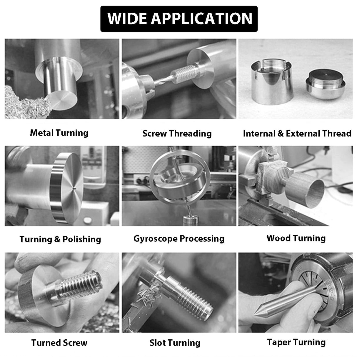 INTBUYING 8"x32" Benchtop Metal Lathe Machine 1100W Brushless Gearless Motor 50-2500RPM, Horizontal Design for Precision Metal/Wood Working Imperial/Metric Conversion, RC-210E 110V INTBUYING