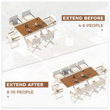 Grand patio 11-Piece Outdoor Dining Set, 10 Extra-Wide Folding Chairs & 1 Rectangle Expandable Table for 6-8 Person, Sling Mesh Patio Chairs with Wood Grain Table for Yard, Poolside, Deck, Apricot Grand patio