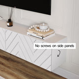 Living Skog Floating TV Stand Wall Mounted for Living Room and Bedroom, Media, Entertainment Center with Storage and Drawers Fits TV 50 55 60 65 inch Cabinet (Alessio White, 59 in) Living Skog