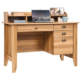 Catrimown Computer Desk with Drawers and Hutch, Farmhouse Home Office Desk Writing Table Wood Executive Desk Student Desk with File Drawer for Small Space, Bedroom, Rustic Oak Catrimown