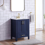 Wenore Home 24 Inch Bathroom Vanity with Sink, Blue Bathroom Vanity Sink Set, Modern Bathroom Sink Cabinet Combo, Small Bath Vanity with White Three Hole Ceramic Sink Wenore Home
