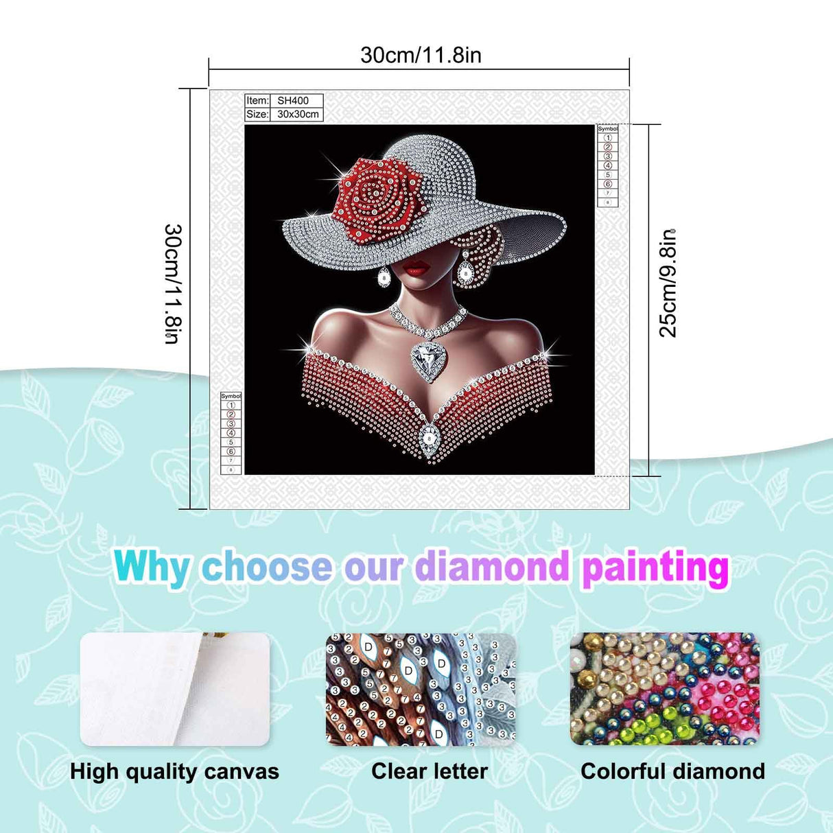 Elegant Woman Diamond Art Kits for Adults – 5D Special Shape Diamond Painting Kit for Beginners – DIY Rhinestone Diamond Art Painting for Home Wall Decor Gift – 11.8 x 11.8 inch antor