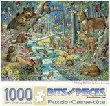 Bits and Pieces – 1000 Piece Jigsaw Puzzle for Adults – Spring Babies - Forest Animals, Flowing River Jigsaw Puzzle by Artist Ruane Manning, Completed Puzzle Size: 24" x 30" Bits and Pieces