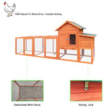 YOPTO 122" Large Chicken Coop with Run,Outdoor Chicken Run W/Nesting Box & Perch,Wooden Hen House W/Ramp & Sliding Trays,Waterproof Poultry Cage W/Sloped Asphalt Roof,for 3-4 Chickens,Natural YOPTO