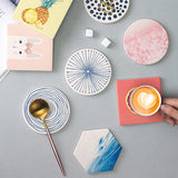 HooAMI Sublimation Blanks Coaster for Drinks, Absorbent Ceramic Stone Coaster Set with Cork Backing Pads, Heat Transfer Cup Coasters for Home Decor,Set of 6 (Round) HooAMI