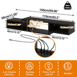 IBUYKE 59" Floating TV Stand Wall Mounted with Power Outlet,Wood Wall Mounted Media Console Shelf,Floating Entertainment Center for Under TV Storage for Living Room Bedroom Office,Black WST007B IBUYKE