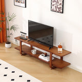 Tiita TV Stand with Storage for TVs up to 65'', Bamboo TV Console Entertainment Center with 2 Open Shelf, Mid Century Modern Media Console for Living Room, Bedroom, Walnut Tiita