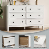 CARPETNAL White Dresser for Bedroom, 6 Drawer Dresser with Wide Drawer and Metal Handles, Wood Dressers & Chests of Drawers for Hallway, Entryway. CARPETNAL