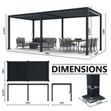 MASTERCANOPY 12’ X 16’ Louvered Pergola Outdoor Aluminum Patio Pergola with Adjustable Roof for Deck Backyard Garden (Black) MASTERCANOPY