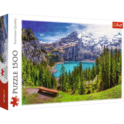 Trefl Lake Oeschinen, Alps, Switzerland 1500 Piece Jigsaw Puzzle Red 33"x23" Print, DIY Puzzle, Creative Fun, Classic Puzzle for Adults and Children from 12 Years Old