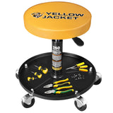 YELLOW JACKET Rolling Mechanic Stool with Wheels Pneumatic Garage Shop Seat Adjustable Height Roller Mechanics Creeper Chair with Tool Tray for Auto Repair YELLOW JACKET