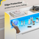 DurayLoly Modern Dresser for Bedroom with LED Light, 9 Drawer White Dresser with Charging, Wooden Chest of Drawers, Large TV Stand for Bedroom DurayLoly