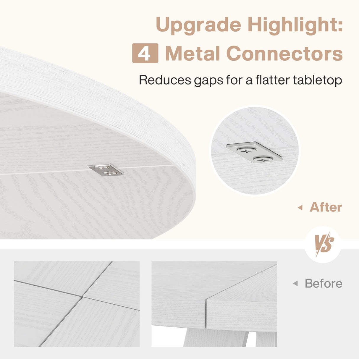 Tribesigns Round Dining Table Wood Kitchen Table for Dining Room, 47 in Dinning Room Tables for 4-6, Circle Dinner Table with Wooden Tabletop and Cross Base for Kitchen, White Tribesigns