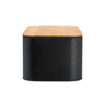 Bloomingville Metal Bin with Bamboo Lid, Black Bread Box, 11.75" L x 5.25" W x 7" H Bloomingville