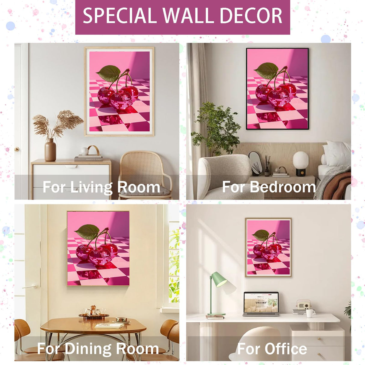 Gamteldot Diamond Art Kits for Adults,Cherry Diamond Painting Kits,5D Diamond Art DIY Full Drill Diamond Dots Gem Art Craft with Full Tools,for Home Wall Decor Gift-12x16in Gamteldot