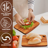 FoldTier 12 Pcs Bulk Wooden Cutting Board Small Kitchen Charcuterie Board with Handle Blanks Serving Cutting Board Tray with Oval Hole in Corner Housewarming Gift, 8 x 6 Inch(Acacia Wood) FoldTier