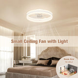 VOLISUN Fandelier Ceiling Fans with Lights and Remote, 15.7in Low Profile Ceiling Fan Flush Mount, 3000K-6500K Dimmable Bladeless LED Fan Light, White Modern Ceiling Fans with Lights for Bedroom VOLISUN