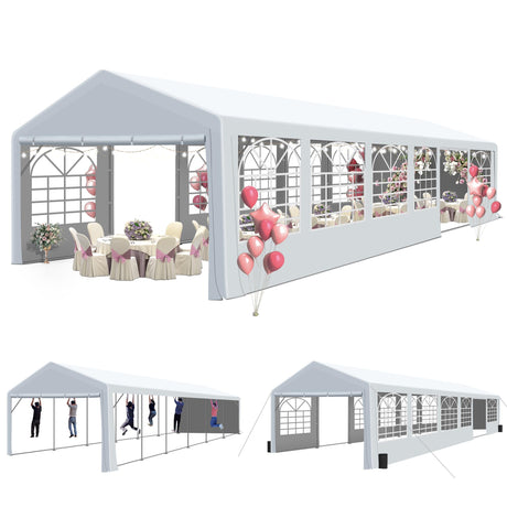 GARTOO 20' x 40' Heavy Duty Party Tent - Outdoor Wedding Gazebo Event Shelter Canopy with Removable Sidewall & 4 Sand Bags for Outdoor Event, Wedding, Birthday Party GARTOO