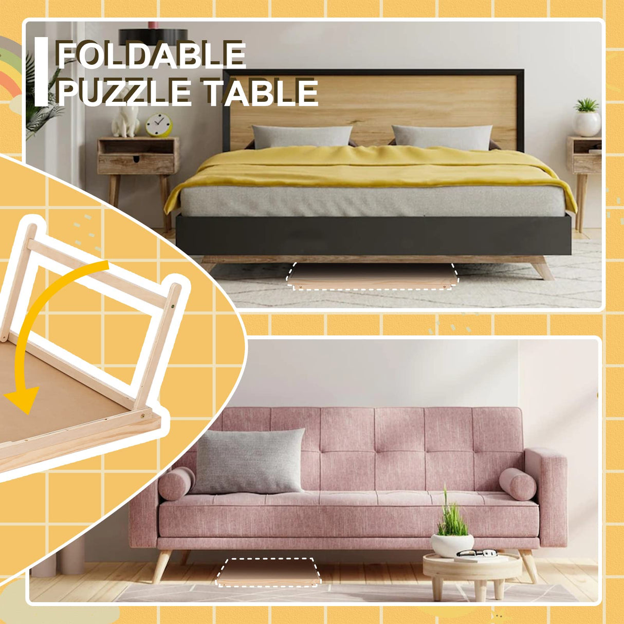 Puzzle Board 1500 Pieces,34.3”x 26.5” Jigsaw Puzzle Table with 4 Drawers and Cover,Portable Puzzle Table with Folding Legs for Adults and Teens RAGOZONERY