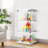 VIVOHOME 3 Layers 16''W x 16''D x 33''H Glass Display Cabinet Showcase Countertop with Lock, 4mm Tempered Glass 25mm MDF Base VIVOHOME
