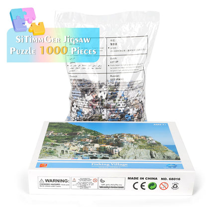 SiTimmGer Jigsaw Puzzles 1000 Pieces for Adults Cinque Terre Modern Fishing Villages Sunset Challenging Puzzle Fit Together Perfectly Toys Gift 19.7" x 27.6"