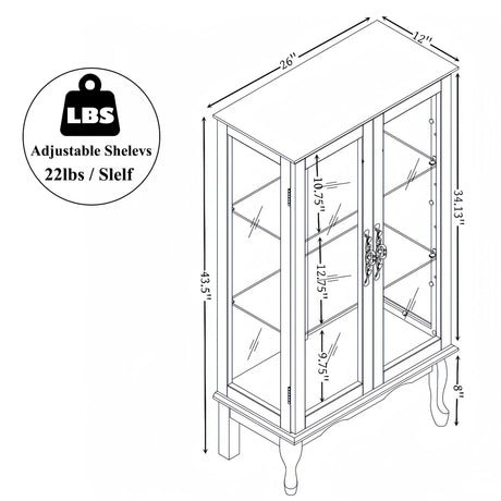 nifoti 43" H Lighted Curio Cabinet Display Case, Glass Curio Cabinet with Adjustable Shelves and Tempered Glass Door, Wooden Curio Cabinet w/Mirrored Back Pane for Living Room (Oak) nifoti