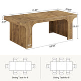 Tribesigns 71-Inch Large Dining Table for 6-8, Farmhouse Wooden Kitchen Table with Arched Design, Rectangular Dining Room Furniture with Double Pedestal for Dinner, Banquet, Natural Wood Grain Tribesigns