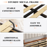 TIGUBFRE Full Size Bed Frame with Storage Headboard, Upholstered Platform Bed Frame with LED Lights, Drawers, Charging Station, Wood Slats Support, No Box Spring Needed, Noise Free, Beige TIGUBFRE