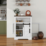 Panana Farmhouse Bathroom Floor Cabinet, Storage Cabinet with Sliding Barn 3 Drawers&Door Freestanding Small Cabinet for Bathroom, Kitchen, Laundry Room (White) Panana