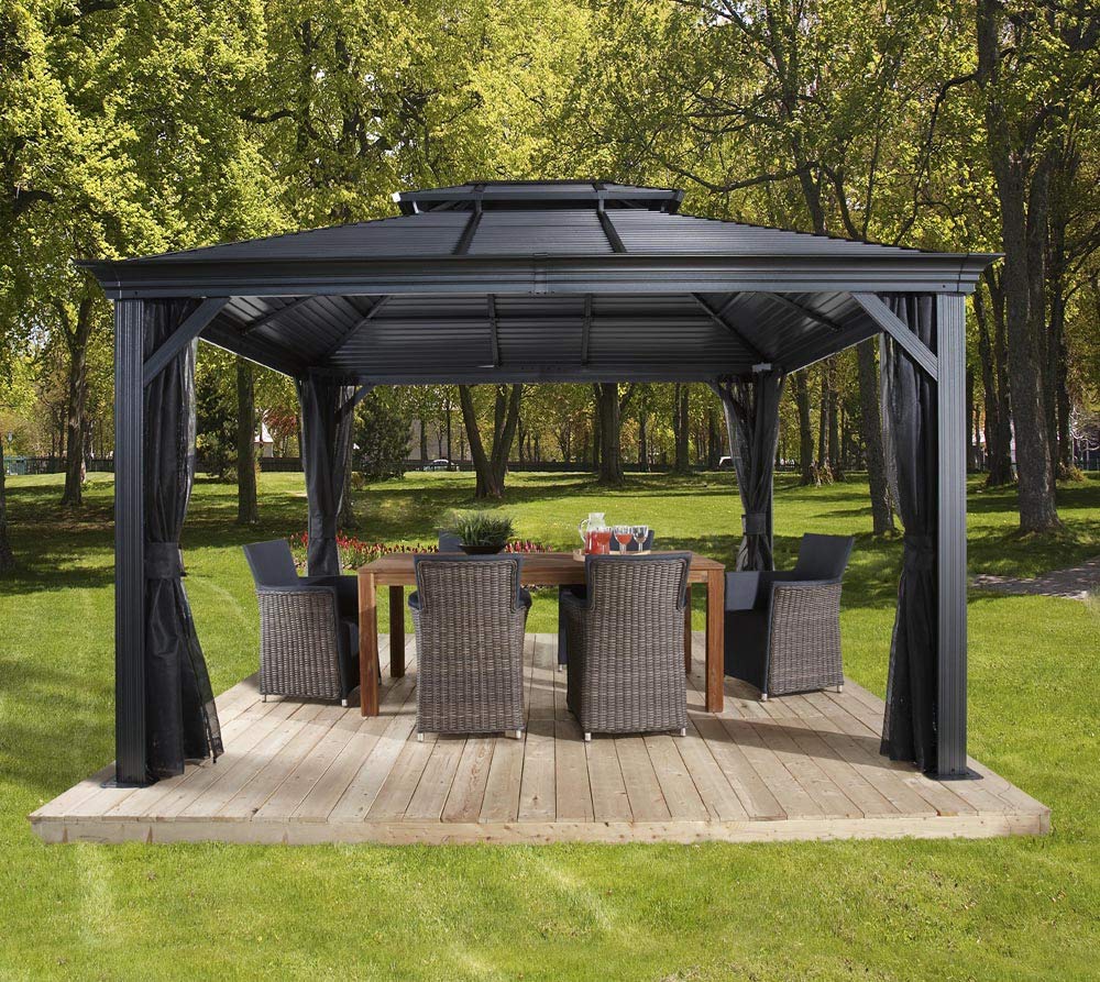 Sojag Outdoor 12' x 16' Mykonos Double Roof Hardtop Gazebo Outdoor Sun Shelter Sojag