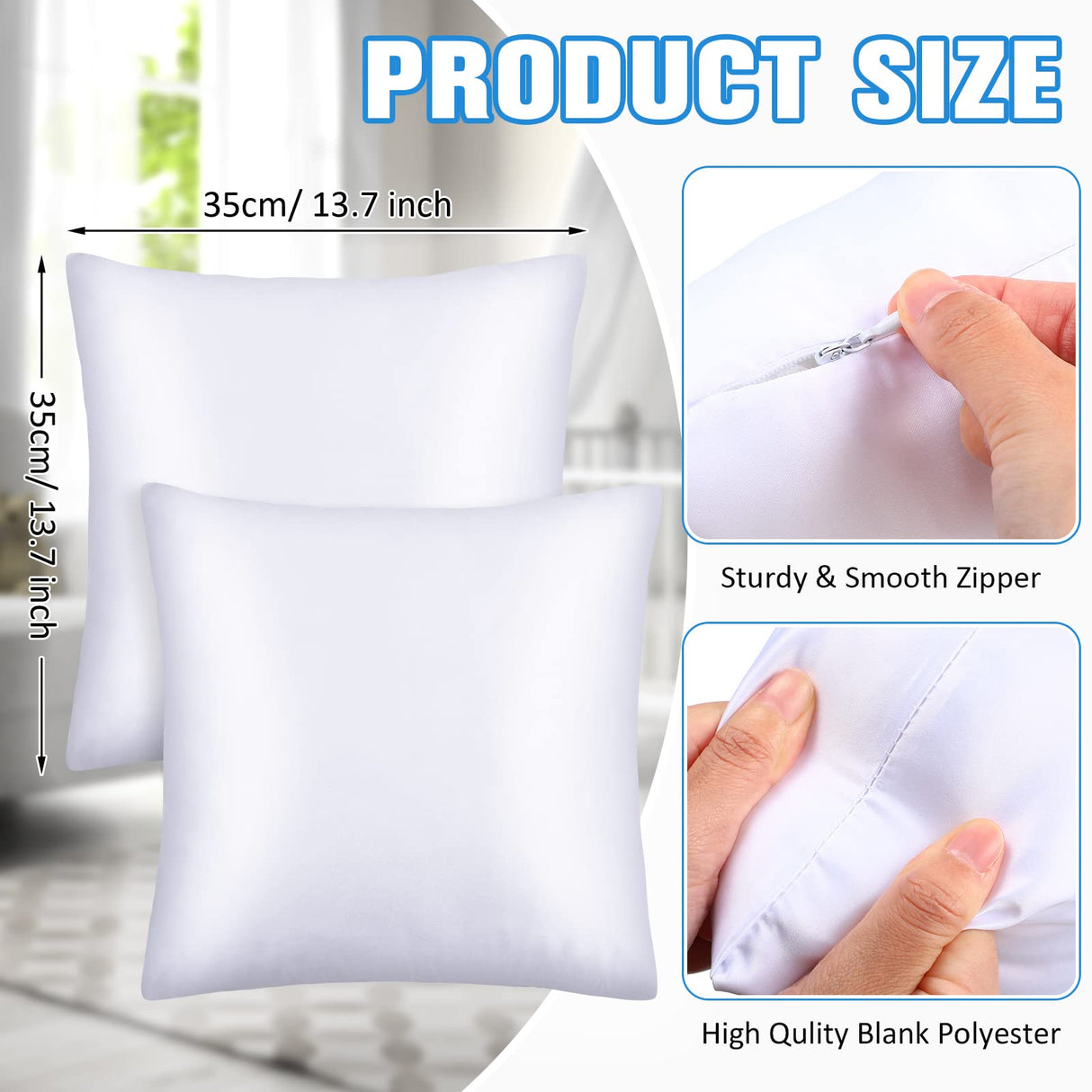 40 Pieces Sublimation Throw Pillow Covers 14 x 14 Inch Polyester Blank Cushion Covers Heat Transfer Pillow Cases with Invisible Zipper for Heat Press Printing, No Pillow Insert Chumia