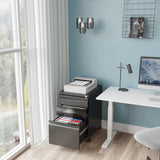 AFAIF 3 Drawer Mobile File Cabinet with Lock, Rolling File Cabinet for Home Office, Under Desk Small File Cabinet, Metal Vertical Black Filing Cabinet for Legal/Letter/A4 File, Black AFAIF